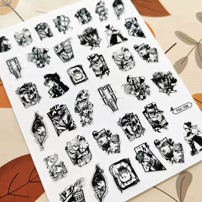 Anime Merchandise Nepal - アニメジョジョの奇妙な冒険デザイン 3D 装飾スライダー DIY バック接着剤自己粘着ネイルアートステッカー TSC