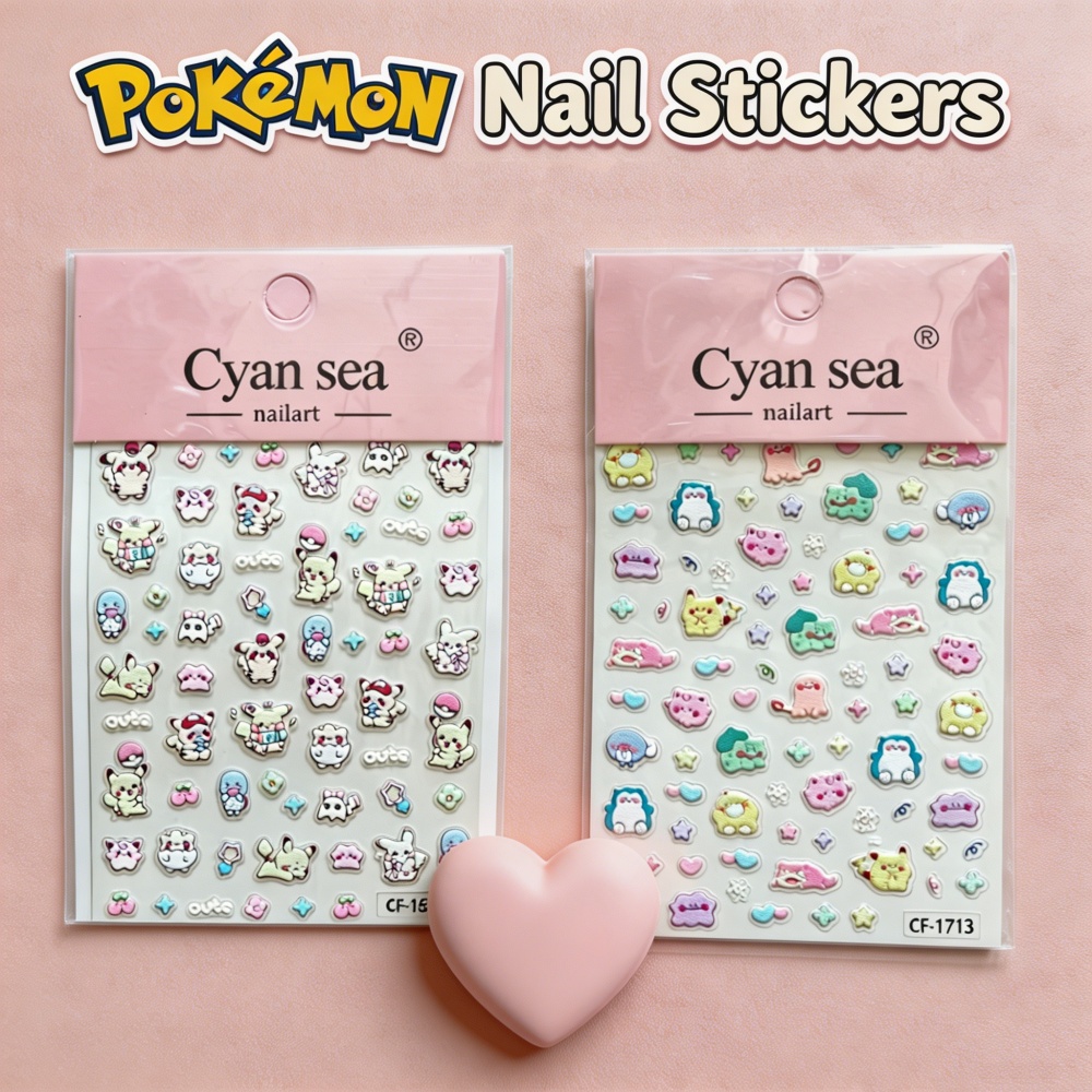 Anime Merchandise Nepal - かわいいポケモンピカチュウネイルアートステッカーアニメフシギダネゼニガメ防水マニキュアステッカー電話ケースカップカメラ装飾デカール