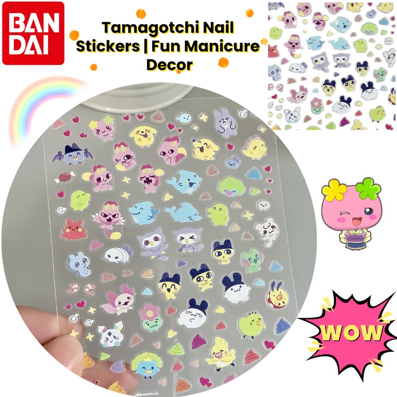 Anime Merchandise Nepal - たまごっちアニメかわいいネイルアートステッカー、電話ケースやデスクトップ用のクリエイティブな装飾デカール、薄くて柔軟なスタイリッシュな装飾品