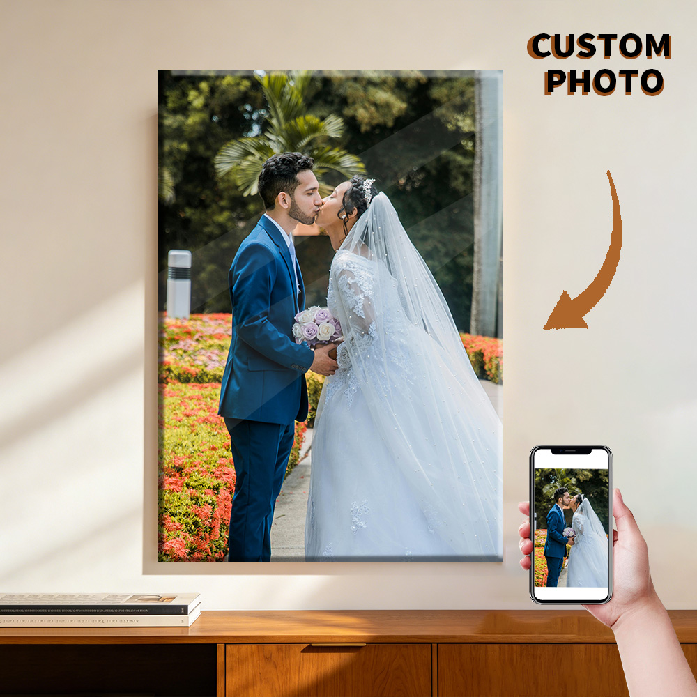Art Print Framed - 1枚のカスタマイズされた写真をキャンバスに印刷し、DIY木製フレームまたはフレームレスポスターで囲みます。恋人、家族、友人へのパーソナライズされたカスタム写真です。