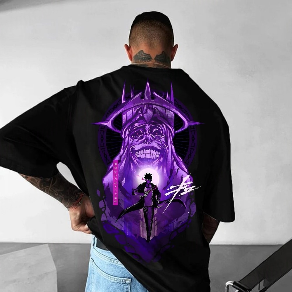Anime Merchandise Solo Leveling - ソロレベルライセンスアニメTシャツ2025 - 公式漫画グラフィックコットンシャツ、Y2Kルーズフィット、コスプレ＆デイリーウェア