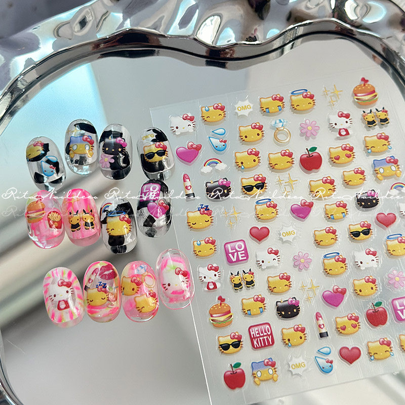 Anime Merchandise Nepal - サンリオ-漫画のネイルステッカー,日曜大工の装飾,ネイルアート,プレス,ピクセル,メロディモザイク,アニメ