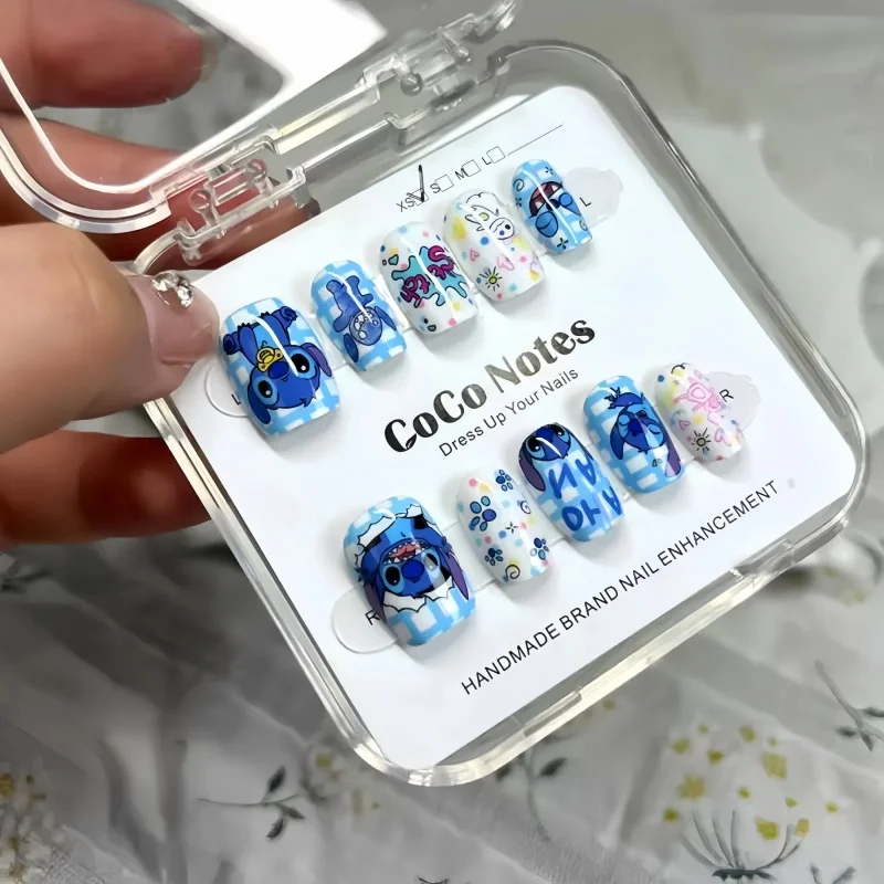 Anime Merchandise Nepal - ディズニーステッチフェイクネイルかわいい漫画天使の女の子&子供マニキュアファッション多用途ネイルデコレーションかわいいネイルアートホリデーギフト