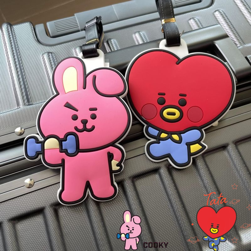 Anime Merchandise Online - BT21のかわいいキャラクターキーホルダー、カワイイユニセックス荷物タグ、機内持ち込みや預け入れ荷物用、紛失防止ギフト、アニメグッズ