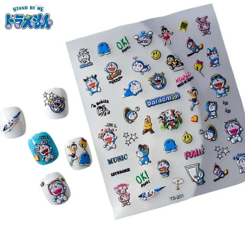 Anime Merchandise Nepal - アニメドラえもんかわいいネイルアートステッカーかわいいジングルベル猫立体レリーフ漫画防水装飾ステッカーギフト