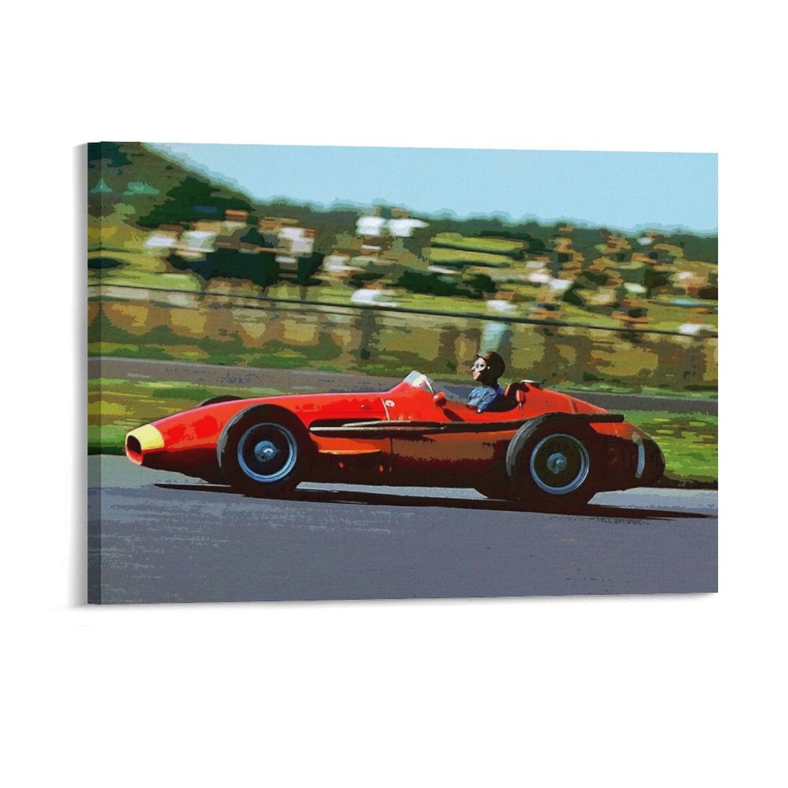 Art Print Framed - フアン・マヌエル・ファンジョ レーシング 1957 年チャンピオンシップ優勝車 水彩キャンバス絵画 ガレージ作成