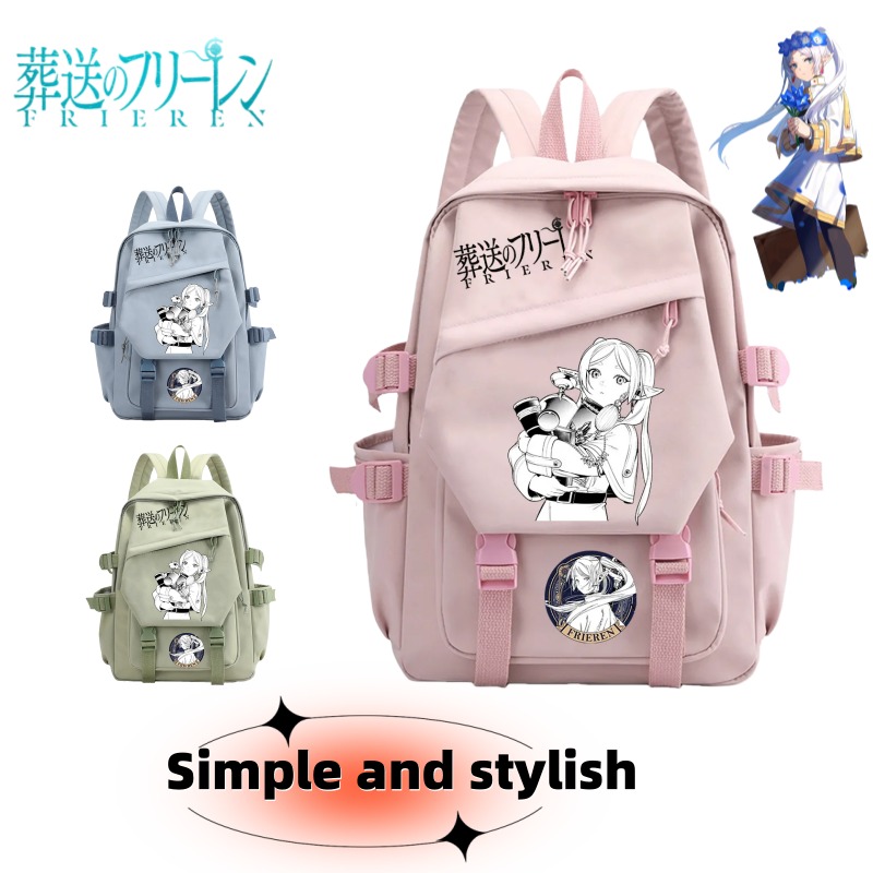 Frieren Anime Merchandise - フリーレン:旅の終わりを超えて アニメグッズ 二次元漫画柄 コミックバックパック 学生スクールバッグ ユニセックスギフト