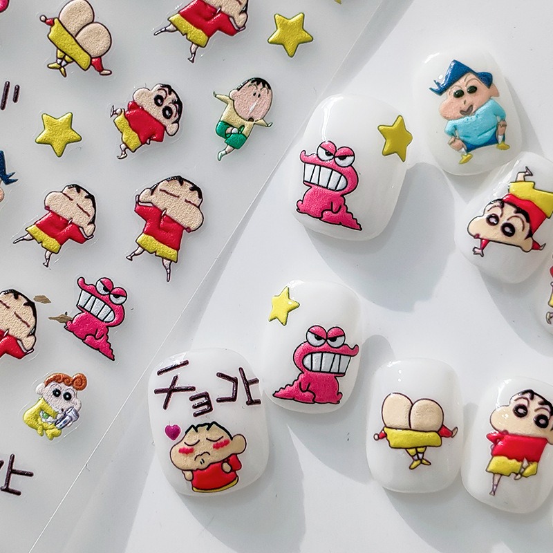 Anime Merchandise Nepal - 1 個クレヨンしんちゃん 5D 漫画ネイルアートステッカーネイルアート用品新しいアニメキャラクターステッカーネイルパーツネイルアクセサリー