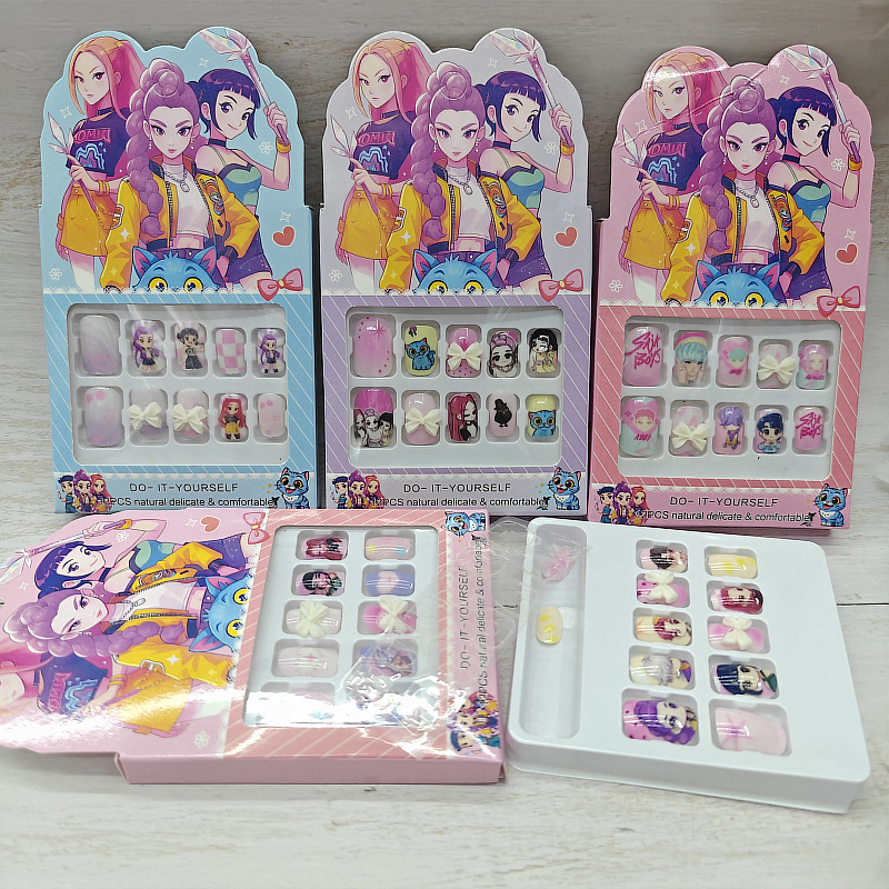Anime Merchandise Nepal - ガールズグループブティック漫画DIYフルカバーウェアラブルネイルホットキッズショートネイルステッカーおもちゃアートパッチ子供誕生日プレゼントおもちゃ