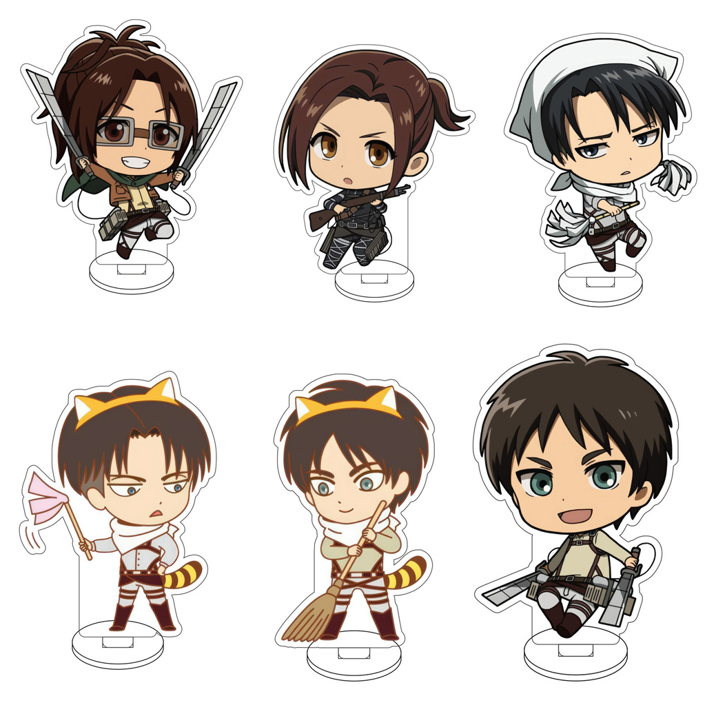 Free Anime Merchandise - 10 センチメートルアニメ進撃の巨人エレン・イェーガーハンジ・ゾー・ミカサ・アッカーマンアルミン・アルレルトコスアクリルフィギュアスタンドかわいいギフト装飾品