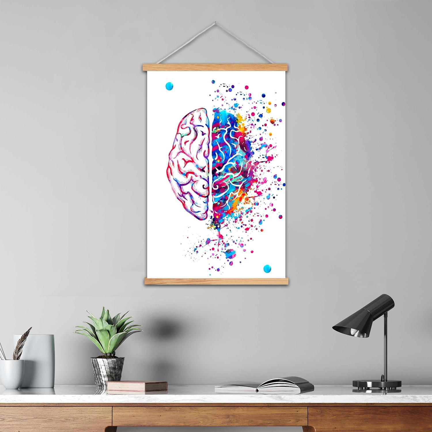 脳の額入り壁画キャンバスアートポスター、ウォールアート、絵画 - Art Print Framed のレビューと価格