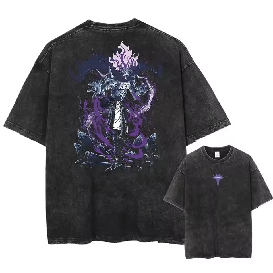 ウォッシュドアニメソロレベルリンググラフィックプリント半袖ラ - Anime Merchandise Solo Leveling のレビューと価格