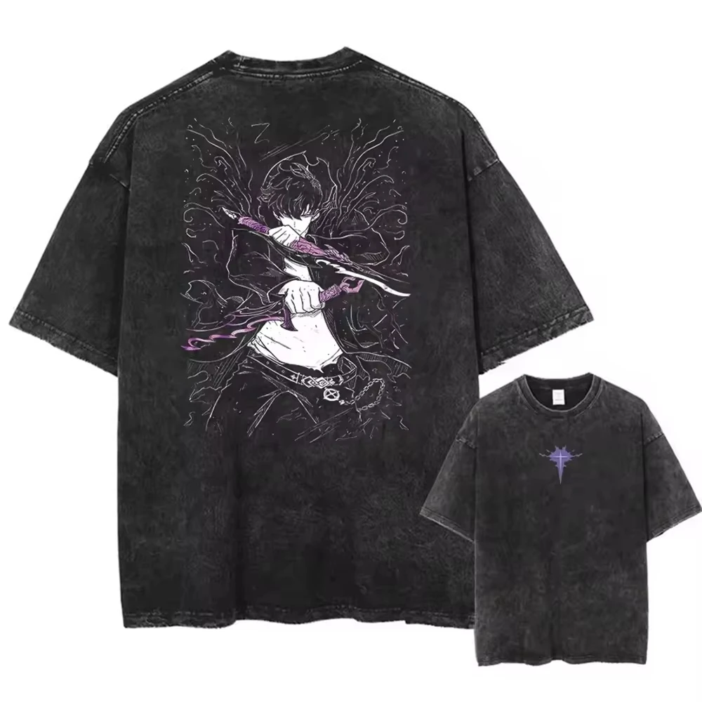 ウォッシュドアニメソロレベルリンググラフィックプリント半袖ラ - Anime Merchandise Solo Leveling のレビューと価格