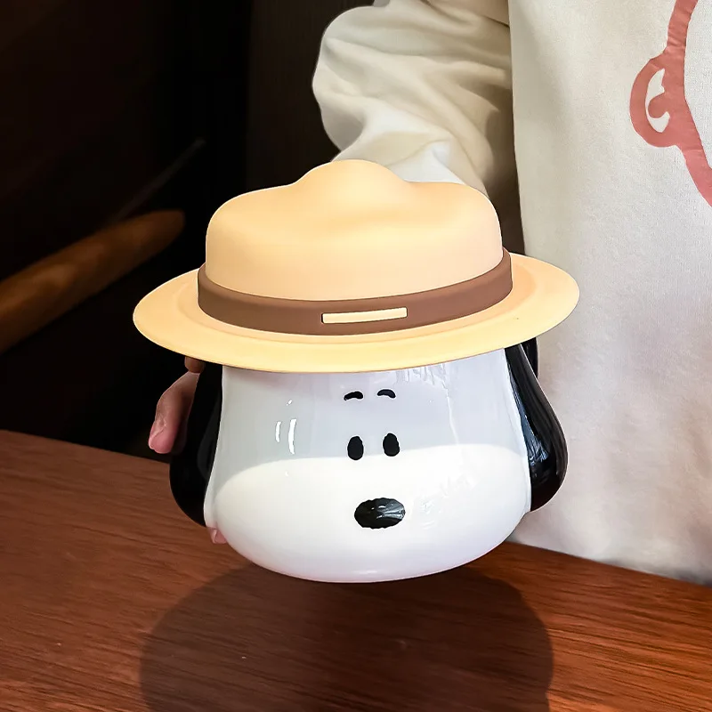 スヌーピー麦わら帽子デザインの蓋とハンドル付きセラミックマグ - Anime Merchandise Ideas のレビューと価格