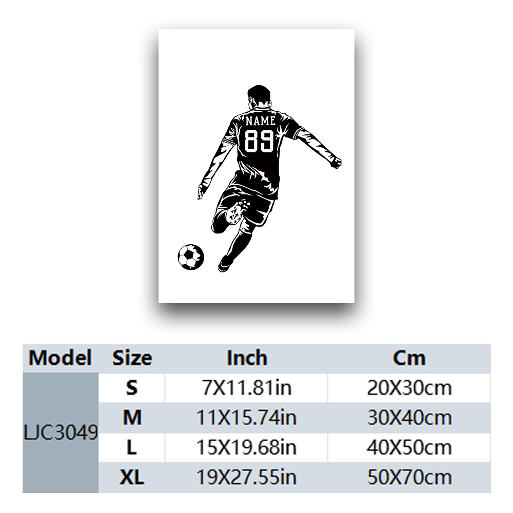 1PC サッカー選手カスタマイズ可能な名前プリントキャンバス - Art Print Framed のレビューと価格