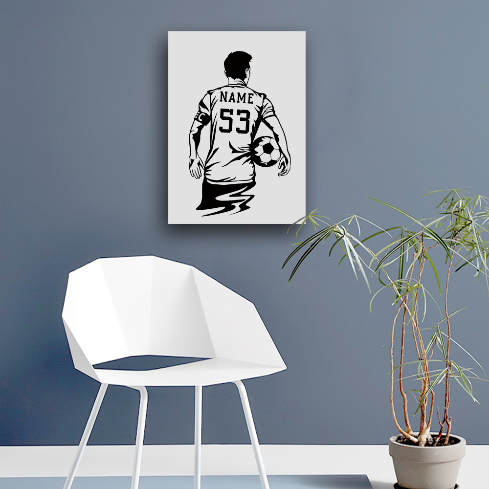 1PC サッカー選手カスタマイズ可能な名前プリントキャンバス - Art Print Framed のレビューと価格